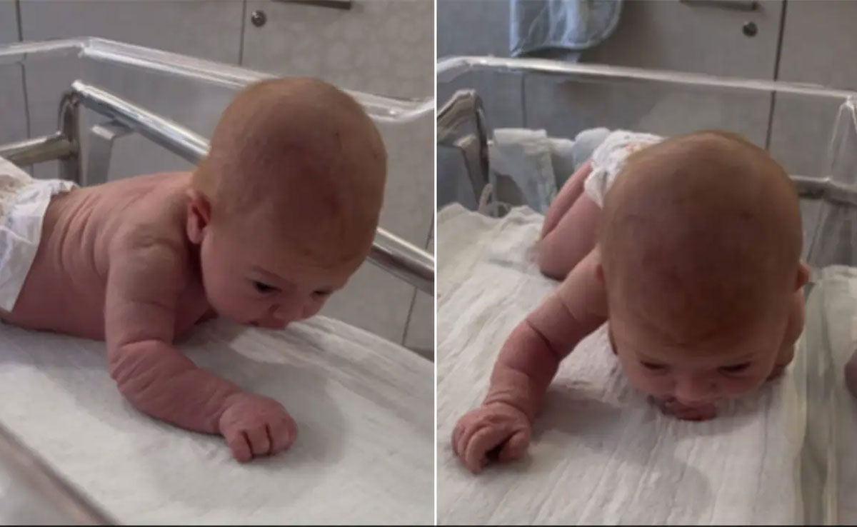 Baby girl tries to walk just three days after birth, video goes viral mastram